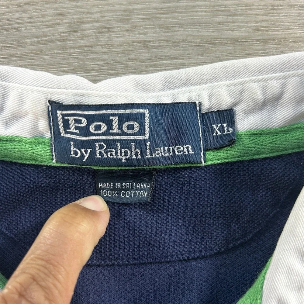Polo Ralph Lauren Navy Rugby XL Polo Shirt Flesh Pony Cotton Heavyweight
